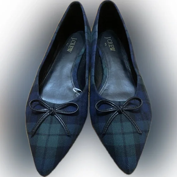 J Crew Black Watch Plaid Pointed
Toe Bow Flats - Picture 3 of 6